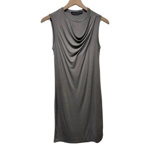 All Saints Asymmetrical Draped Dress Women Sz 4 Gray‎ Sleeveless Stretch